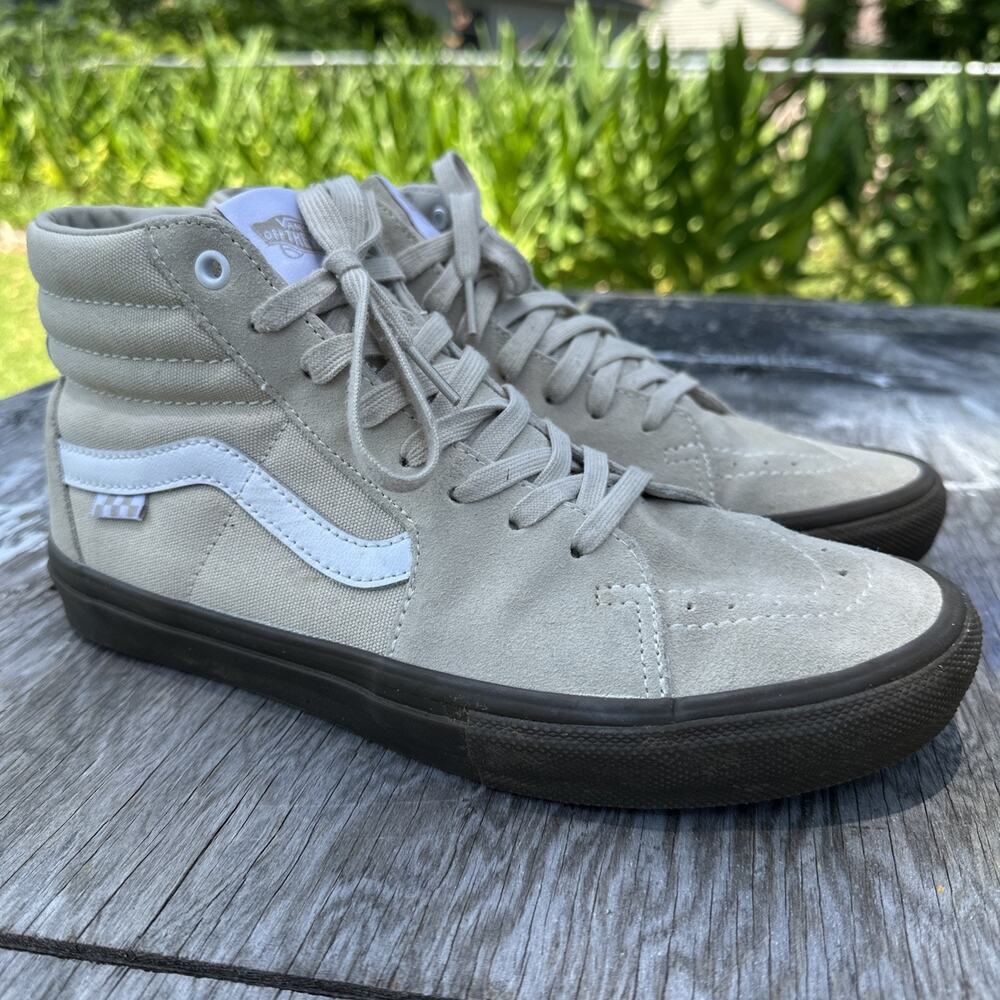 Vans Skate Sk8-Hi Men’s 9.5 Skate Shoes Sneakers Oatmeal Dark Gum Tan High Top - Picture 7 of 16